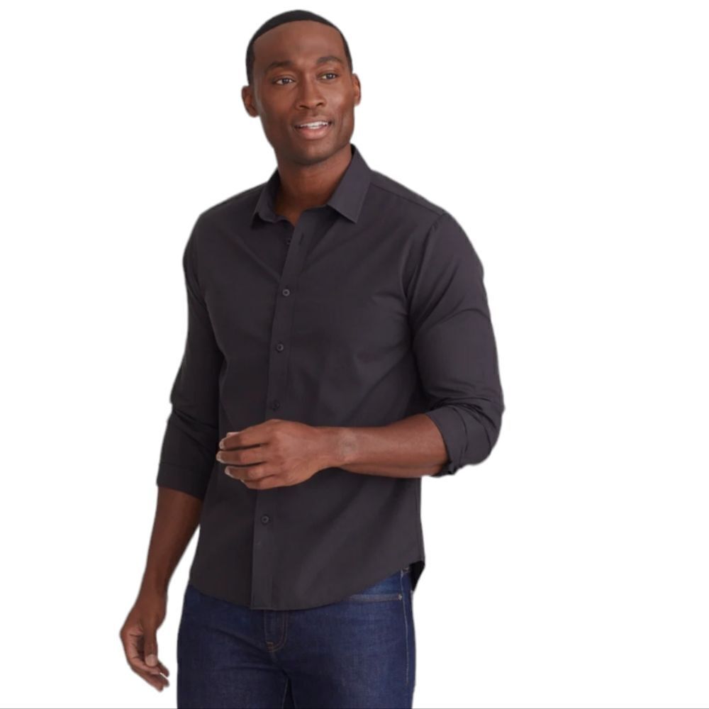 UNTUCKIT black stone wrinkle free regular fit button‎ up collared shirt XL
